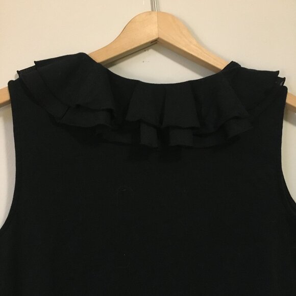 Chaps Gothic Black Ruffle Collar Tie Up Tank Top - Picture 5 of 12
